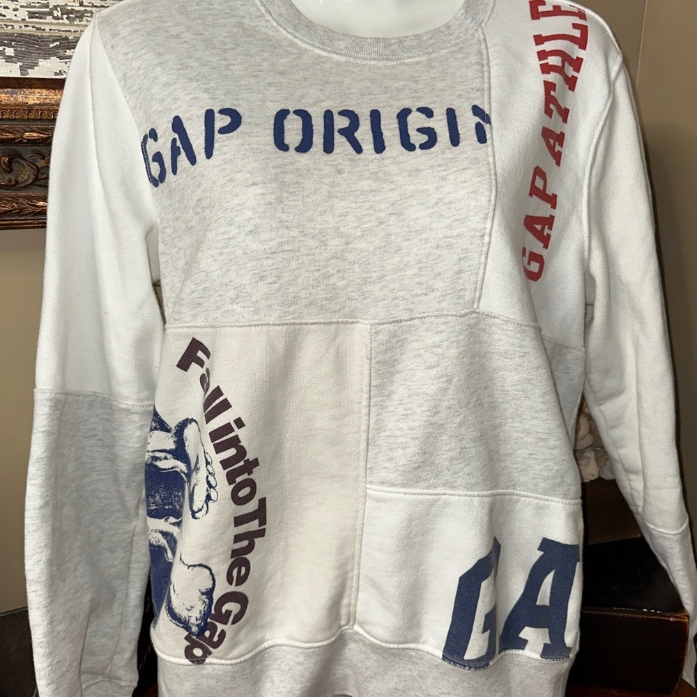 The GAP Gray and White Patchwork Sweatshirt